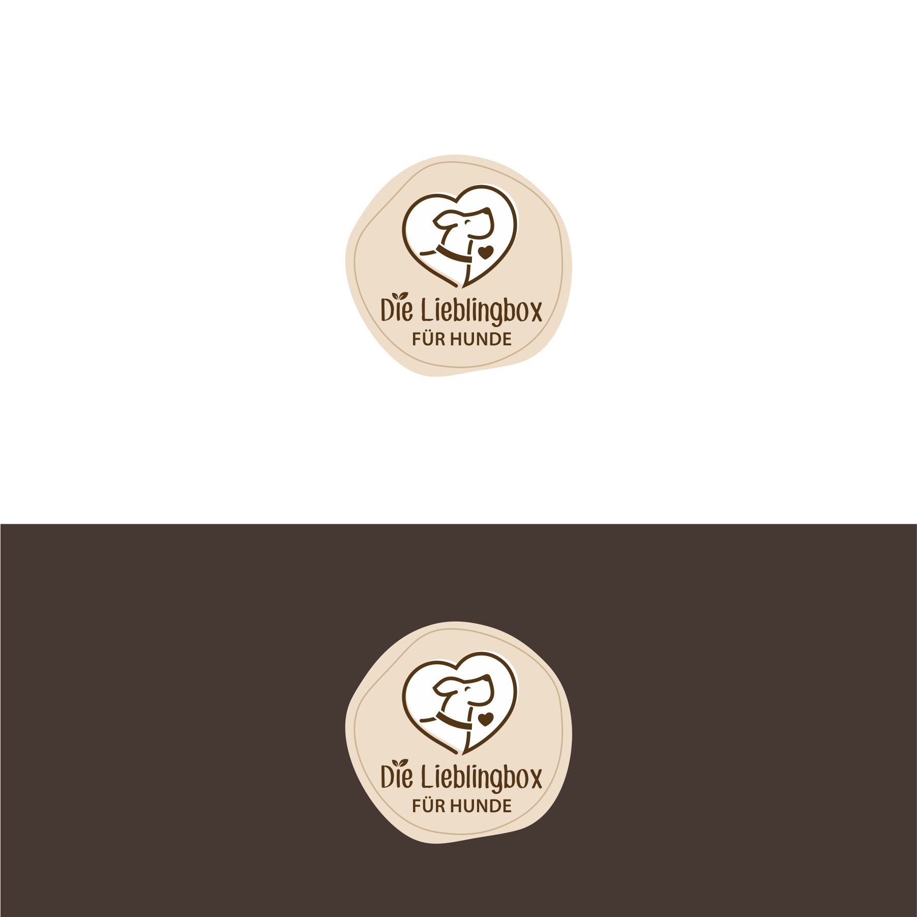 Brown and white logo with the title 'Die Lieblingbox'