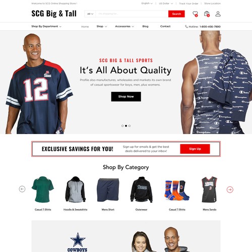 Big and tall sports website built on shopify Web page design contest 99designs