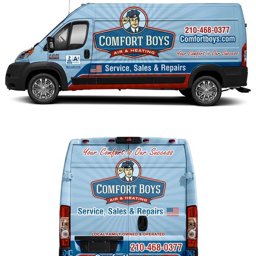 Comfort Boys Service Company New Retro Van Wrap Design Design by ezesol™