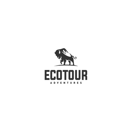 Creative Eco Tour logo integrating mountain  & bison Design by Unintended93