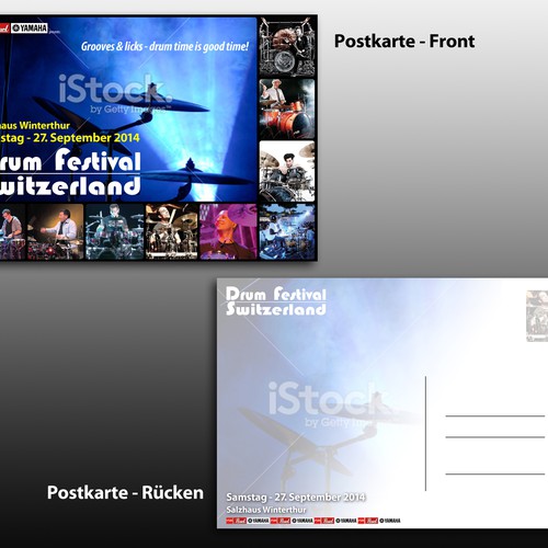 "Grossartiges Postkarten/Flyer Design für das 1. und einzigartige Drum Festival Switzerland gesucht" winning Postcard, flyer or print by Throw-Away-Society