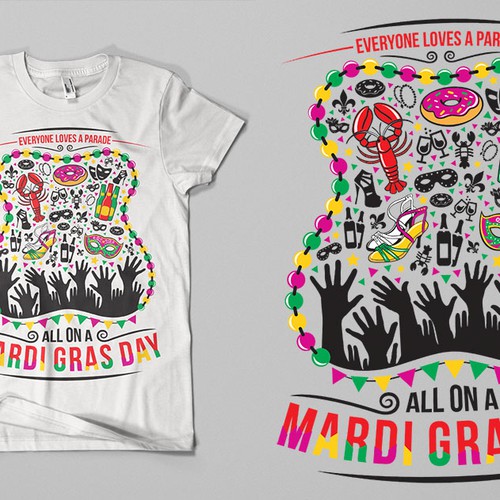 Festive Mardi Gras shirt for New Orleans based apparel company Diseño de revoule