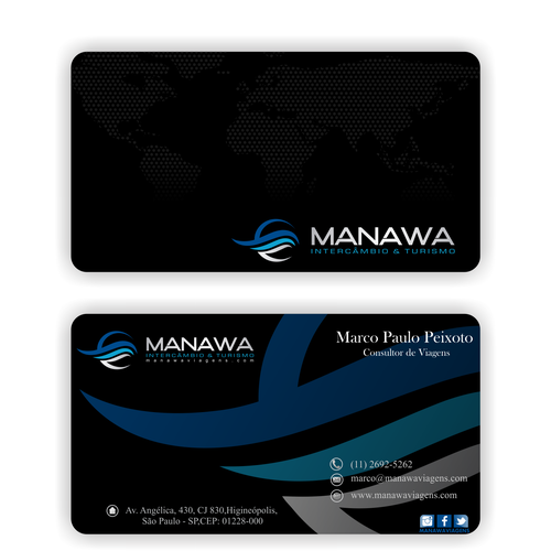 Please create a great Business Card design for travel agency Manawa! Design by Parth Soni