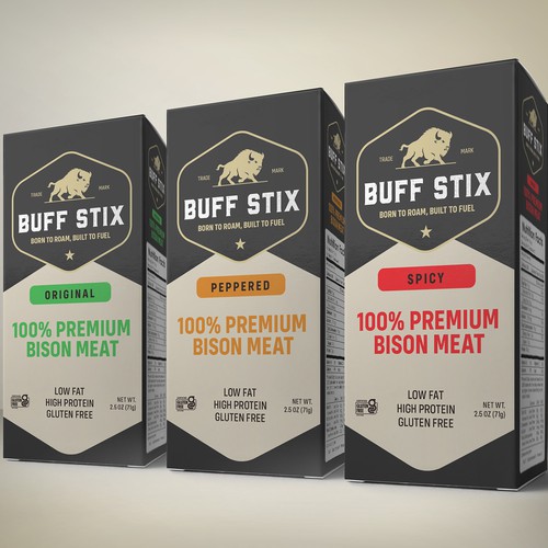 Buff Stix...Lean, Delicious, Buffalo Strong. Design by Studio 135+