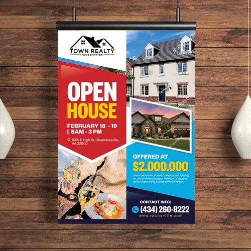 Open House Flyer - Champaign and Snacks! Design by Dzhafir