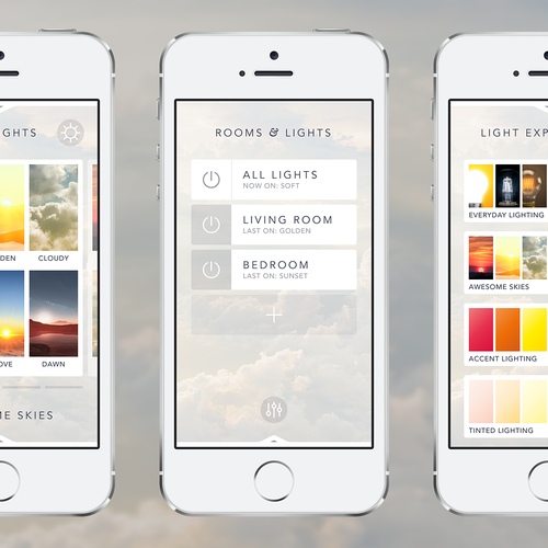 Create an cool, fluid, engaging lighting control app for OnSwitch Lighting Experiences. Design by Sasha Radojevic