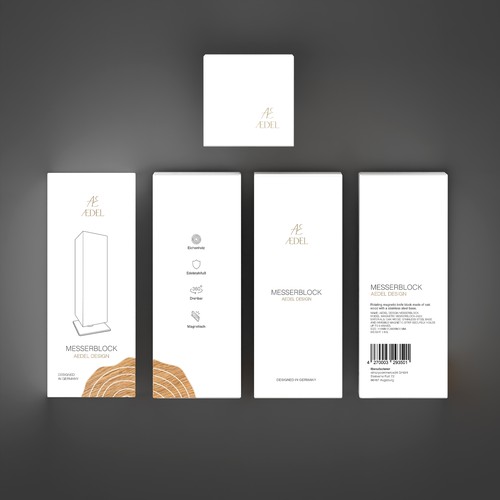 Design of an elegant product packaging for the first product of a new brand. Rotating knife block Design by Ahmed.elroumi