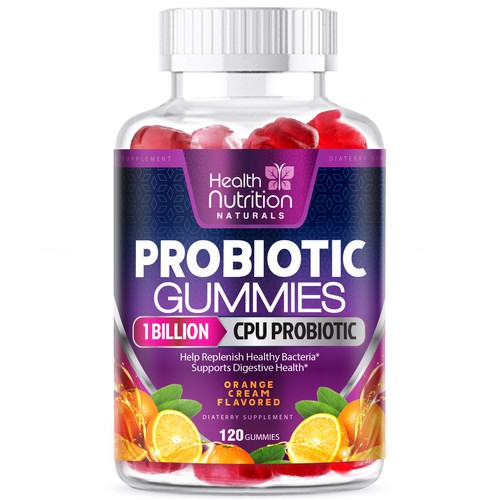 Healthy Probiotic Gummies Label needed for Health Nutrition Design by agooshe