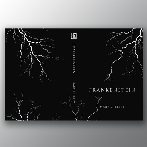 Design a book cover for an unique edition of Frankenstein, fully printed on black paper Design by Brandkore™
