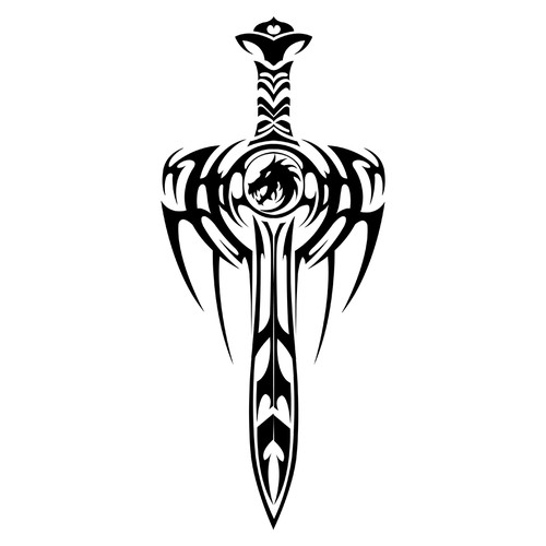 Back sword tatto, represents power, warrior's sword, with a dragon face on the circle of the swords handle Design by RadeM
