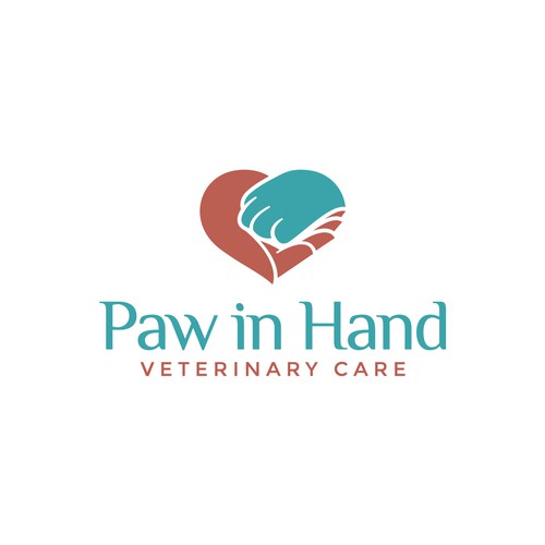 Small Vet Clinic needs a logo that expresses the human-animal bond: Paw in Hand Design by danoveight