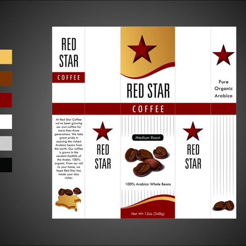 Create the next packaging or label design for Red Star Coffee Réalisé par Design, Inc.