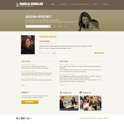 Design di Queen Rania's official website – Queen of Jordan di yashrdr