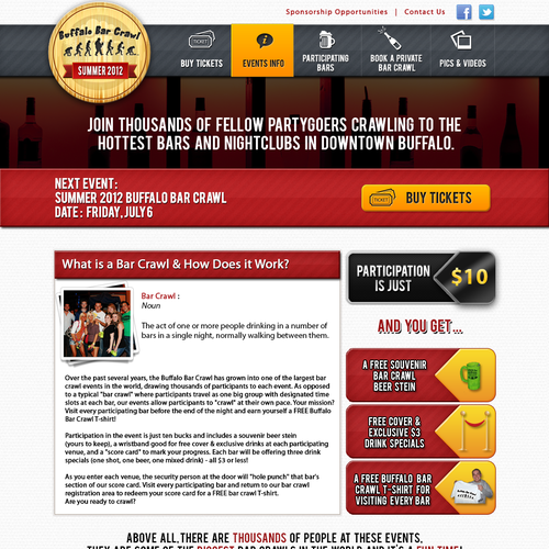 Design di $1,420: New Website for "Bar Crawl" Nightlife Event Company! di derpina