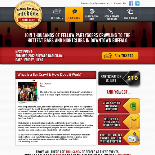 $1,420: New Website for "Bar Crawl" Nightlife Event Company! Ontwerp door derpina