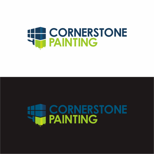 House painting illustration for cornerstone painting Logo design