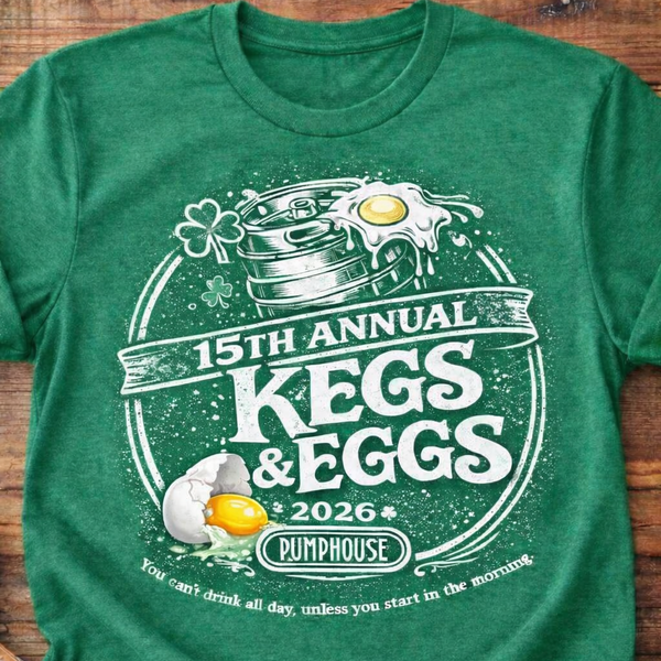 Create a St. Patrick's Day Themed T-Shirt Graphic for KEGS& EGGS Event