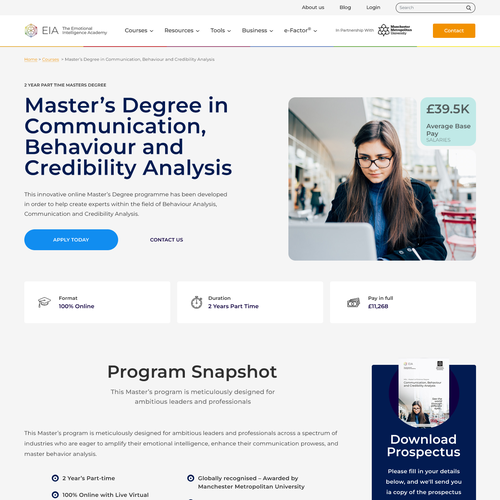 Super engaging webpage for a groundbreaking Master's Degree Program Design by Nash Radak
