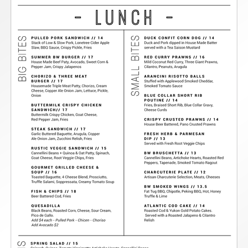 Create A Gastro Pub Menu Menu Contest