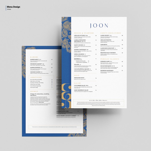 JOON: Restaurant menu design