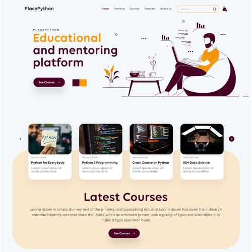 Educational and mentoring platform about the Python programming language Design réalisé par Technology Wisdom