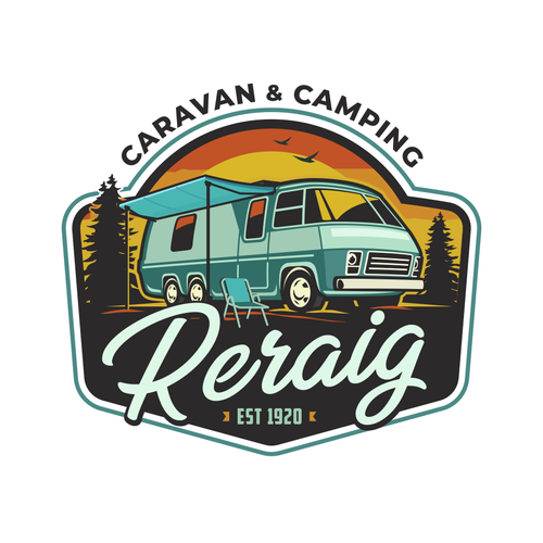 Retro RV camp logo for our new cool campsite! Design by D!