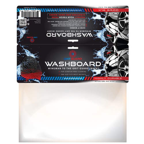 Design header card for the new grit guard washboard - the new angle on car  washing., Other packaging or label contest