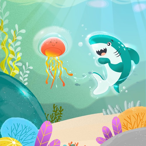 Design One Page Design for Glow Shark Kids Book Design Design by pukadesign