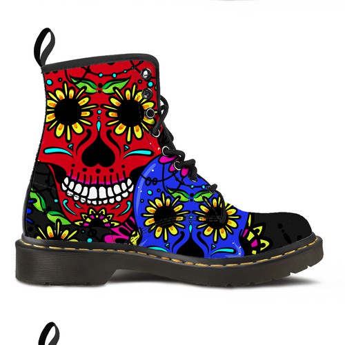 Design Sugar Skulls Design For Women's Biker Boots/Shoes | Other ...