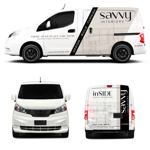 Design build furnish firm needs cool luxury sleek modern Van wrap Réalisé par Hey Mad´esigns⚡