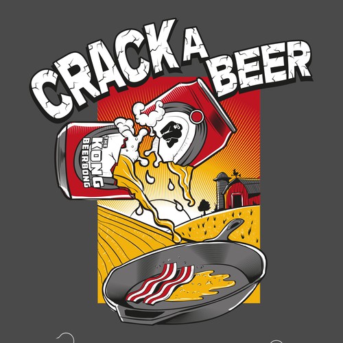 Breakfast Beers Kegs and Eggs illustrated graphic tee Design by Gerardo Castellanos