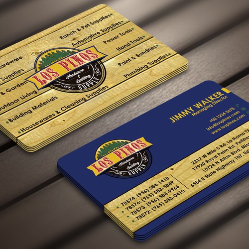 Los Pinos Hardware & Building Supply Business Card Contest! Design by Nerys Design™