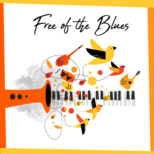 One Panel Album cover for a single salsa song - Free of the Bues Design by ALOTTO