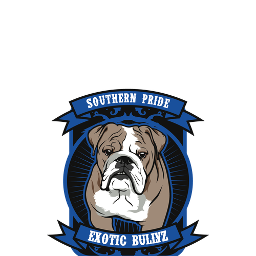 Create a detailed Exotic English Bulldog logo with Mascot for Southern Pride Exotic Bullyz Design by Joms Austria
