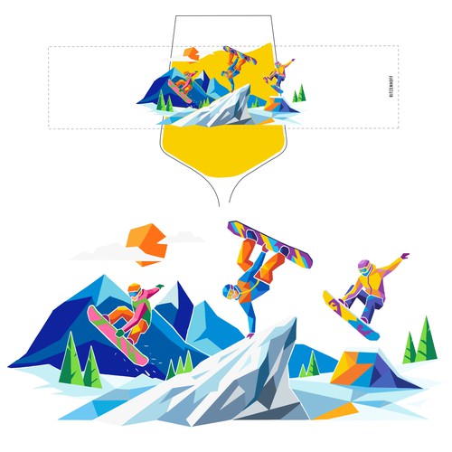"Illustration for drinking glasses inspired by Aprés Ski & Wintersports" winning Illustration or graphics by straxdesign