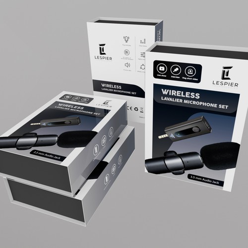 Need modern & catchy packaging design for wireless microphone set Design by PKGArtisan