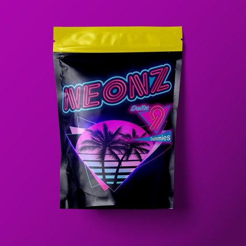 Design Neonz Delta 9 THC Gummies Retro 80's / 90's beach packaging por Paul Coman