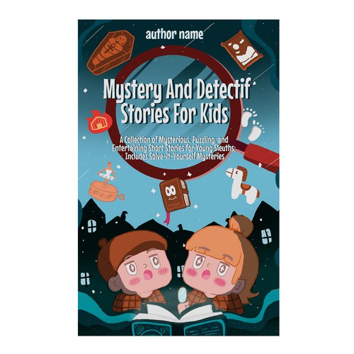 Book cover for "Mystery And Detective Stories For Kids" Design by Ahsannn