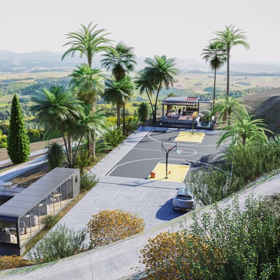 3d render for a sport court area