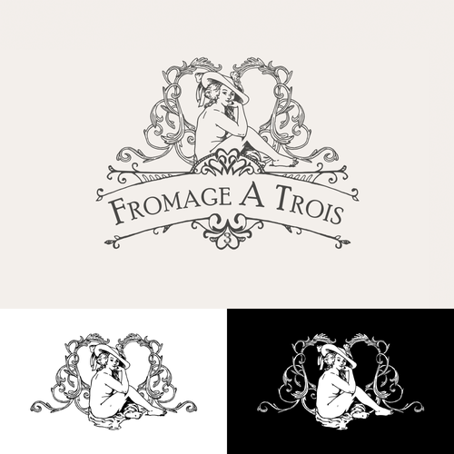Vintage French-style logo with a scandalous twist! Design by Ameline Studio