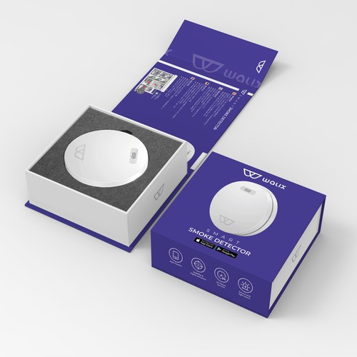 Need a complete modern and powerful packaging for our intelligent smoke detector. Design by Designlifelk