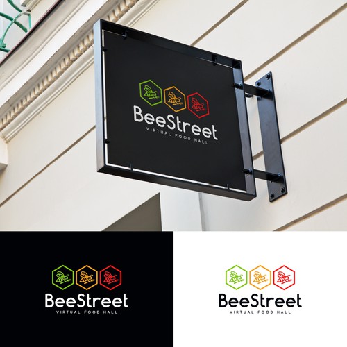 BeeStreet - a ghost kitchen Food Hall logo! Design by magdaraog™