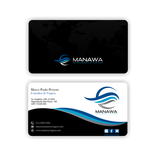 Please create a great Business Card design for travel agency Manawa! Design by Parth Soni