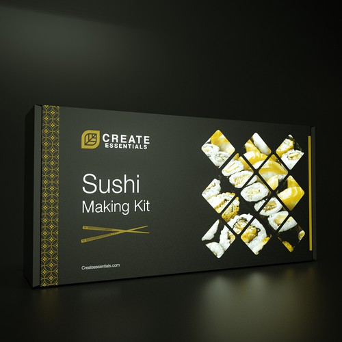 Fun sushi making kit packaging design