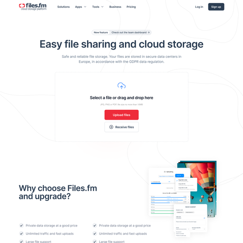 Files.fm - frontpage redesign for cloud storage website Design by almo.designer ✨