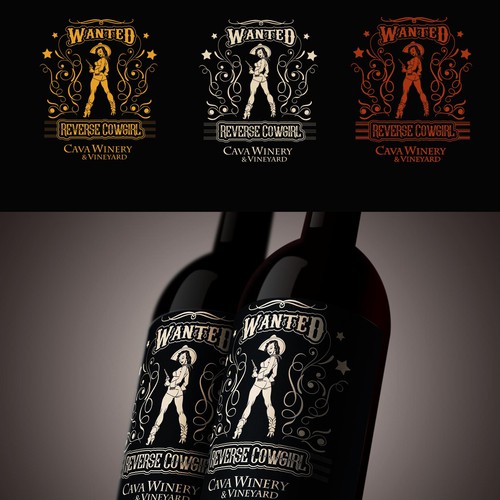 Reverse Cowgirl Wine label Diseño de Richi_Barba