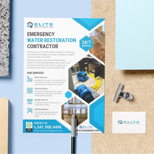 Emergency Water Restoration Flyer Design by Zarabrook