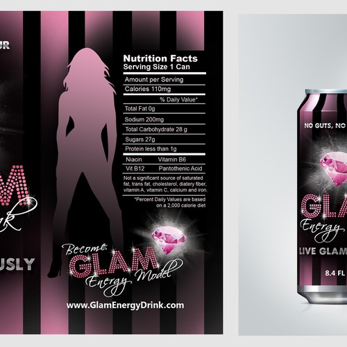 New print or packaging design wanted for Glam Energy Drink (TM) Diseño de ⭐.AM. Graphics
