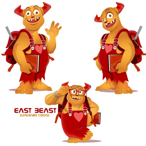 The East Beast - a fun mascot for an elementary school Design by BroomvectoR