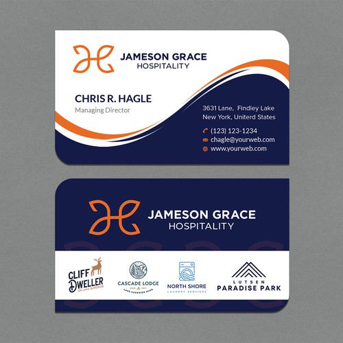 Create a modern and clean business card for a parent company with 4 subsidiaries Design by CurveSky™ ☑️